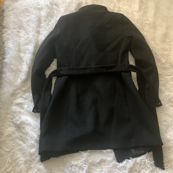 Black, long, dressy winter jacket 10% wool. With gold hardware - Picture 3 of 4